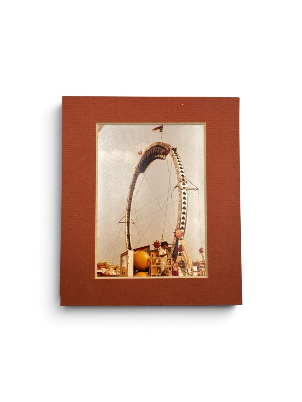 Vintage 1970s Original Carnival Ride Photograph Matted Kodak Paper 6.5”